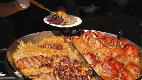 Meat with braised cabbage Stock Footage 86012710