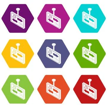 Meat bread sector direction icons set 9 vector 스톡 일러스트