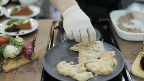 Meat in breading. Stock Footage 86034411