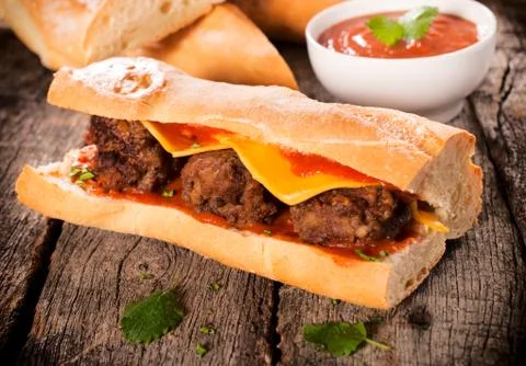 Meat in bun Stock Photos