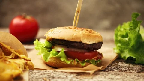 Meat burger preparation Stock Footage 81235063