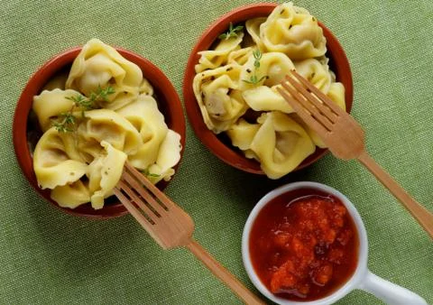 Meat Cappelletti Stock Photos