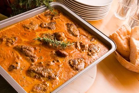 Meat in casserole Stock Photos