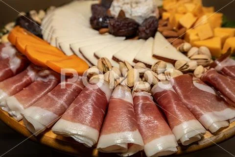 Meat, cheese and nut platter ~ High Resolution #123853433