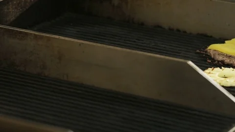 Meat, Cheese and Pineapple on a Grill Stock Footage 71567695