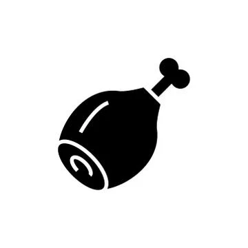 Meat chicken icon, vector illustration, black sign on isolated background Stock Illustration