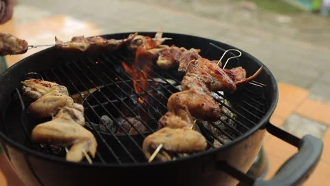 Meat chicken preparing on grill Stock Footage 155484255