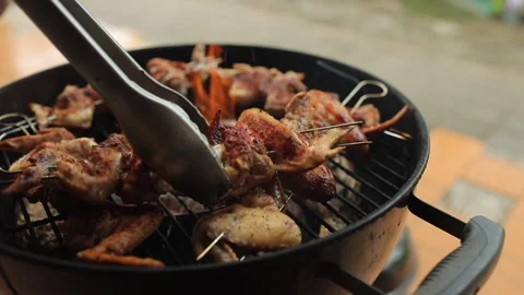 Meat chicken preparing on grill Video stock 155484291