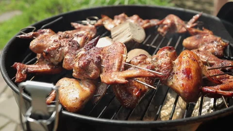 Meat chicken preparing on grill Video stock 155484342