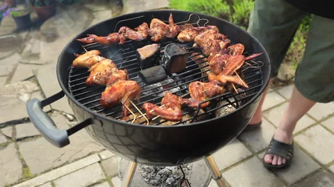 Meat chicken preparing on grill Video stock 155484383