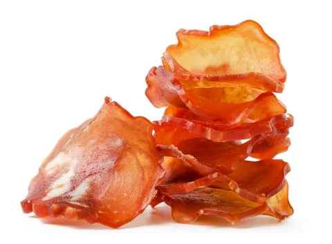 Meat chips close-up on a white background. Isolated Stock Photos