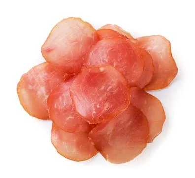 Meat chips close-up on a white. Top view Stock Photos
