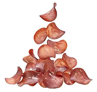 Meat chips isolated on white background with clipping path Stock Photos