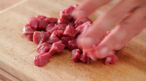 Meat chopping, close-up Stock Footage 35832925