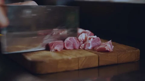 Meat chopping close-up Stock Footage 201757048