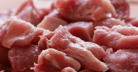 Meat chunks close-up Vídeo Stock 122095714