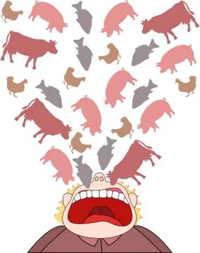 Meat Consumption Greed Comic Stock Illustration