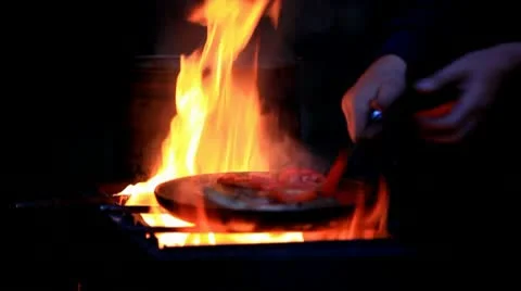 Meat cooked on high heat Stock Footage 9605788