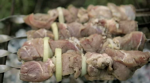 Meat cooked on hot coals Stock Footage 50492052