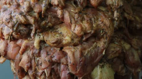 Meat cooked on a skewer Stock Footage 20646301