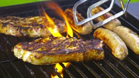 Meat Cooking on a Barbecue Vidéo 336196080