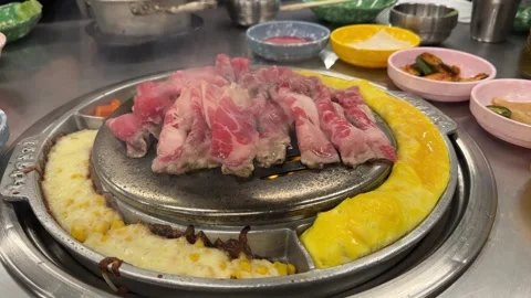 Meat cooking on bbq Stock Footage 277179947