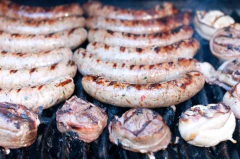 Meat Cooking on a Grill Stock Photos