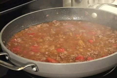 Meat cooking in a pan 스톡 동영상 75334