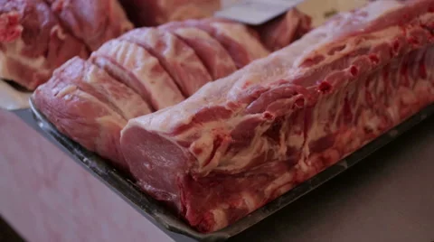Meat on the counter Stock Footage 47186337