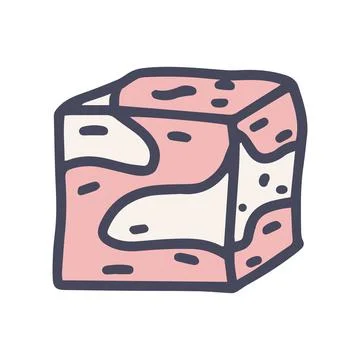 Meat cube color vector doodle simple icon Illustrazione stock