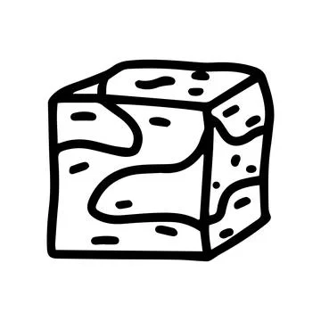 Meat cube line vector doodle simple icon Stock Illustration