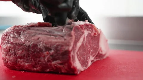 Meat cut on the board Stock Footage 168864029