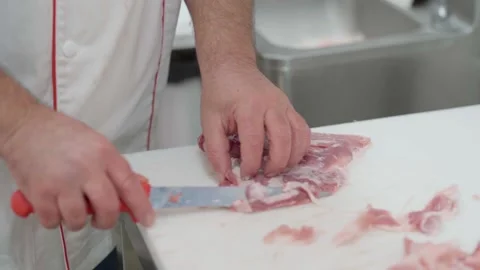 Meat cut by a butcher Stock Footage 164300971