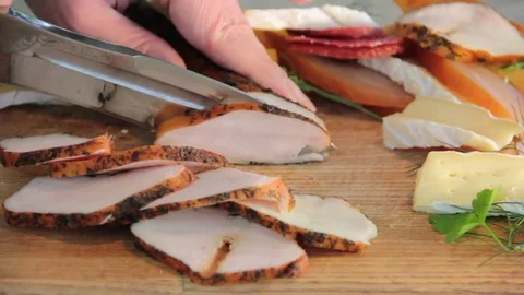 Meat cut with a knife Stock Footage 77157341