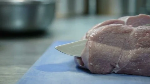Meat Cut Knife Stock-Footage 78595594