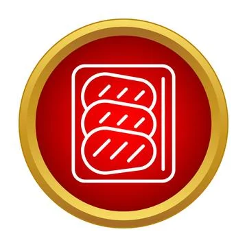 Meat cuts packaging in red and gold icon Stock Illustration