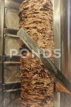 Meat cuts prepared Shawarma Stock Photos