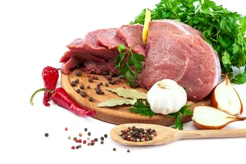 Meat on a cutting board. Stock Photos