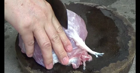 Meat cutting, meat roasting Stock Footage 309005571