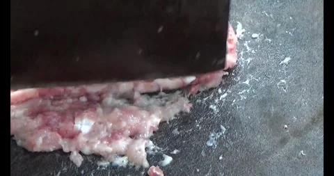 Meat cutting, meat roasting Stock Footage 309006518