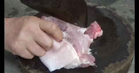 Meat cutting, meat roasting Video stock 309006639