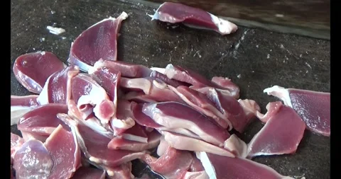 Meat cutting, meat roasting Stock Footage 309006657