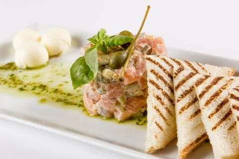 Meat dish with garnish Stock Photos