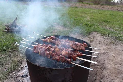 A meat dish - kebabs Foto stock