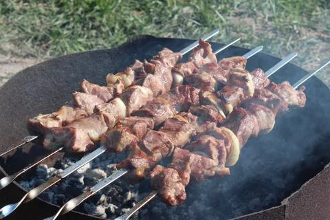 A meat dish - kebabs Stock Photos