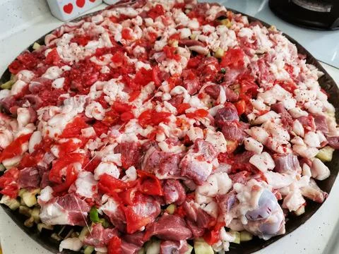 Meat dish ready to be cooked. Stock Photos