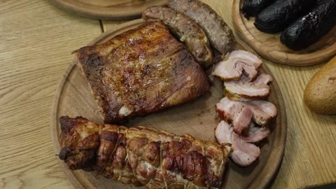 Meat dishes on the board Video stock 260702172