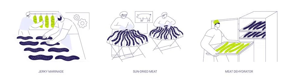 Meat drying abstract concept vector illustrations. 스톡 일러스트