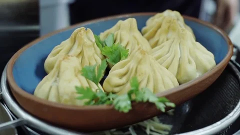 Meat dumplings in slow motion Stock Footage 82043124