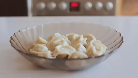 Meat dumplings on the table Video stock 72638452